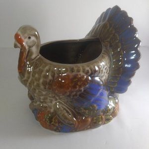 Ceramic turkey vase center piece planter Thanksgiving